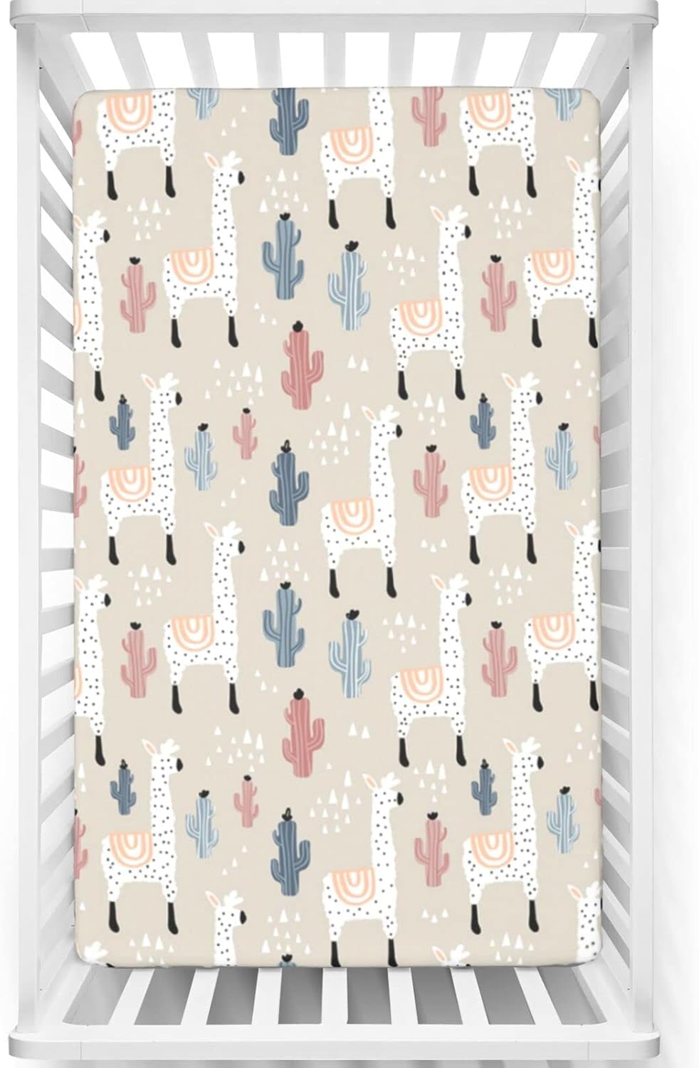 Sábanas bajeras ajustables con temática de llama, sábanas portátiles para cuna para niños pequeños, ideal para habitación de niño o niña o
