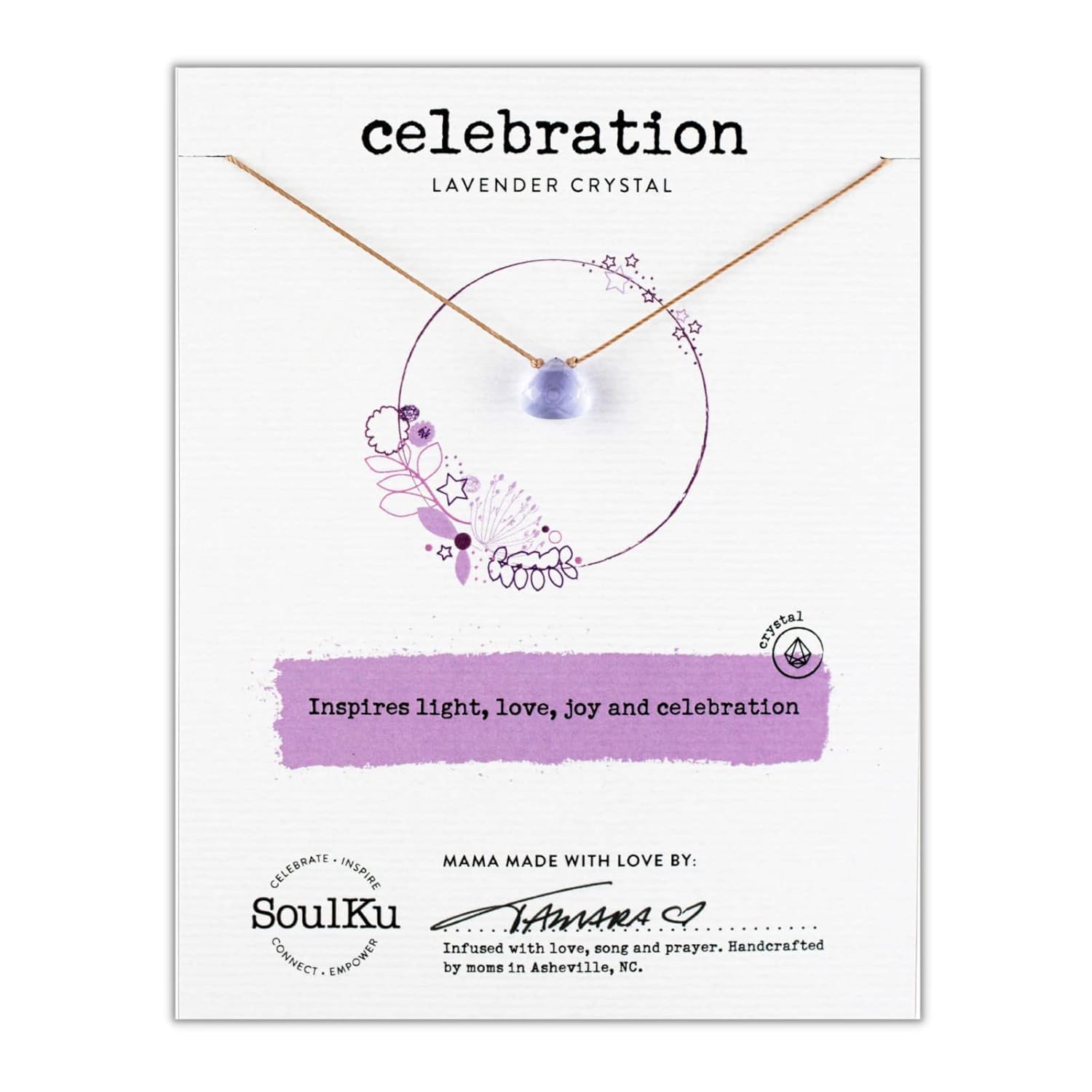 SoulKu Soul Shine Handmade Necklace, Empowering Jewelry With Healing Crystal, Inspirational Jewelry For Women, Mom & Sister, 2″” Extender With
