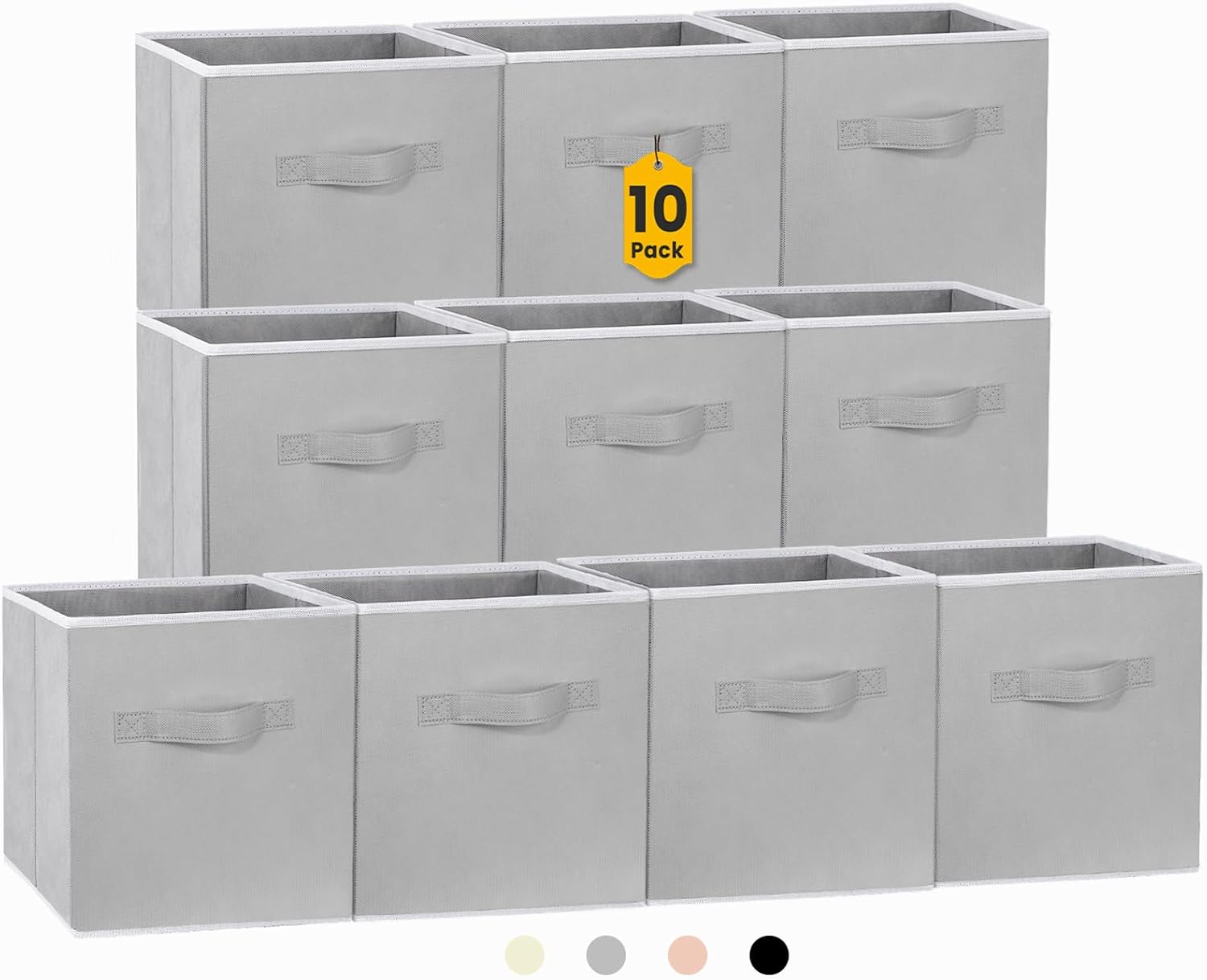 Criusia Cubos de almacenamiento, cubos de almacenamiento de 11 pulgadas para estantes (paquete de 10), contenedores de almacenamiento plegables de