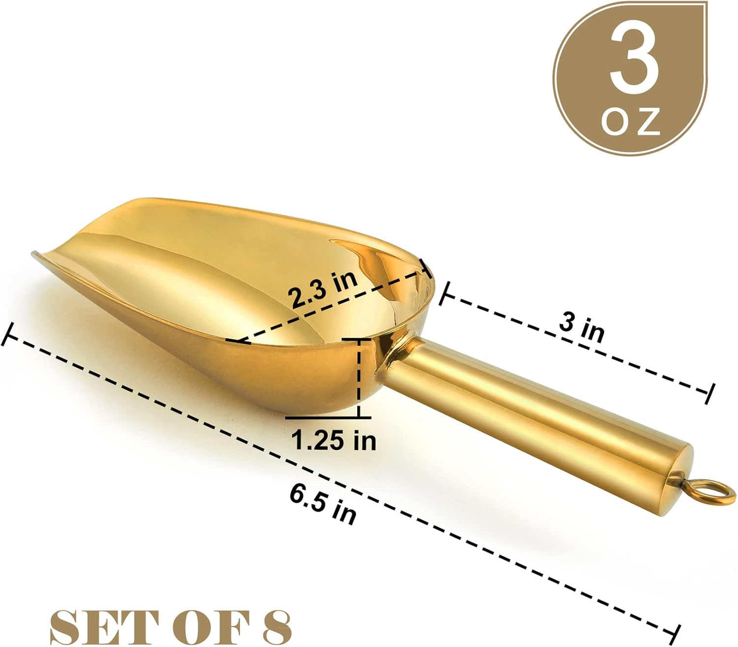 P&P CHEF – Juego de 8 mini cucharadas de 3 onzas, cubo de hielo dulce de acero inoxidable para el hogar, bar, bufé, recipientes de boda, fácil de