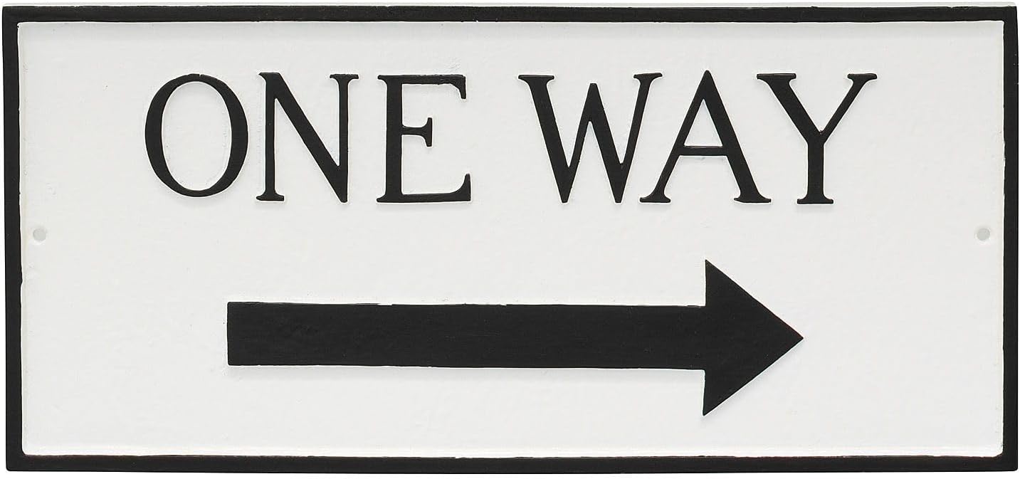 Placa de metal fundido con flecha – Letrero unidireccional con flecha – Letrero de pared o césped – Resistente a los rayos UV – Revestimiento en