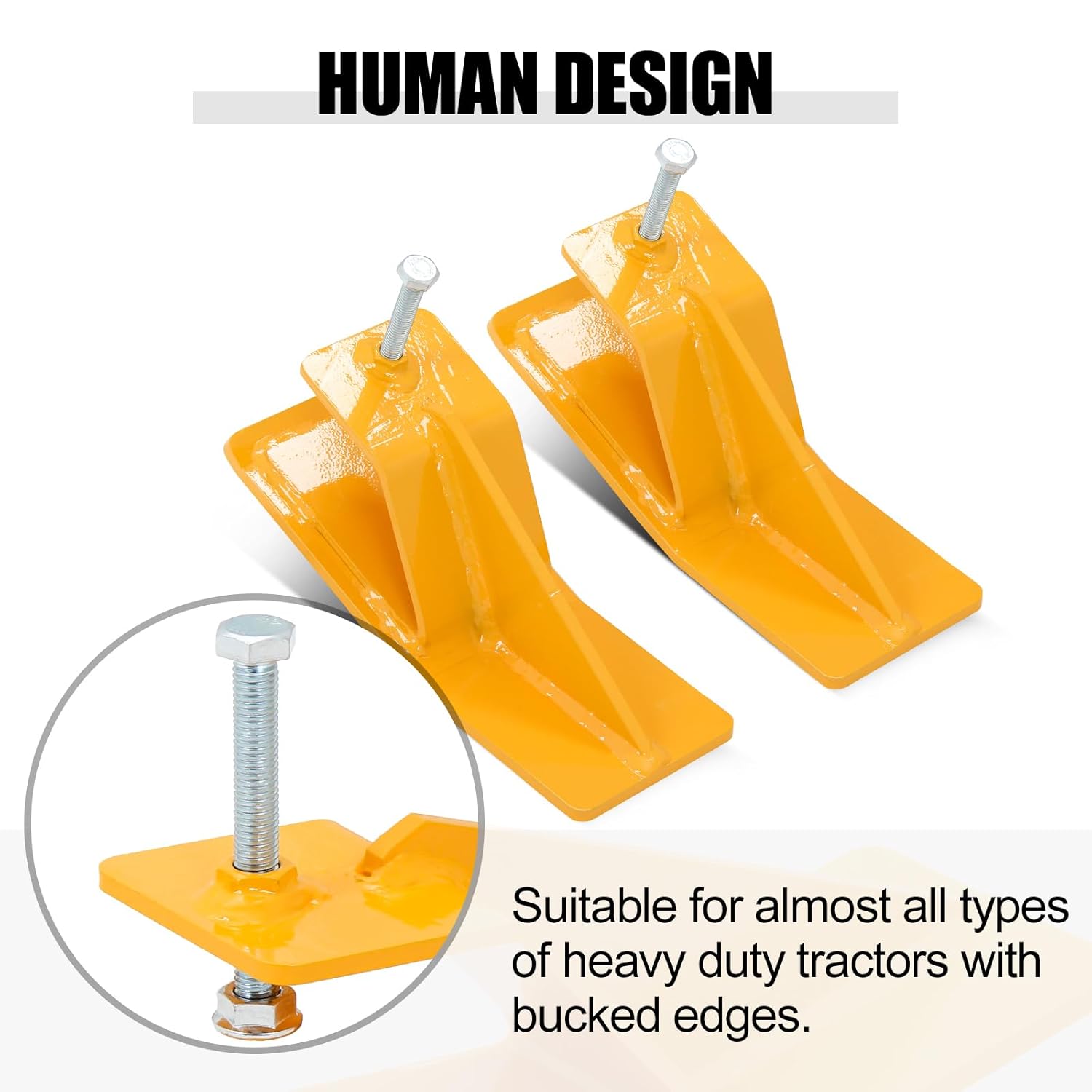 2 protectores de cubo de tractor, protector de borde de esquí, dispositivo antideslizante para eliminación de hojas de nieve, grava, amarillo