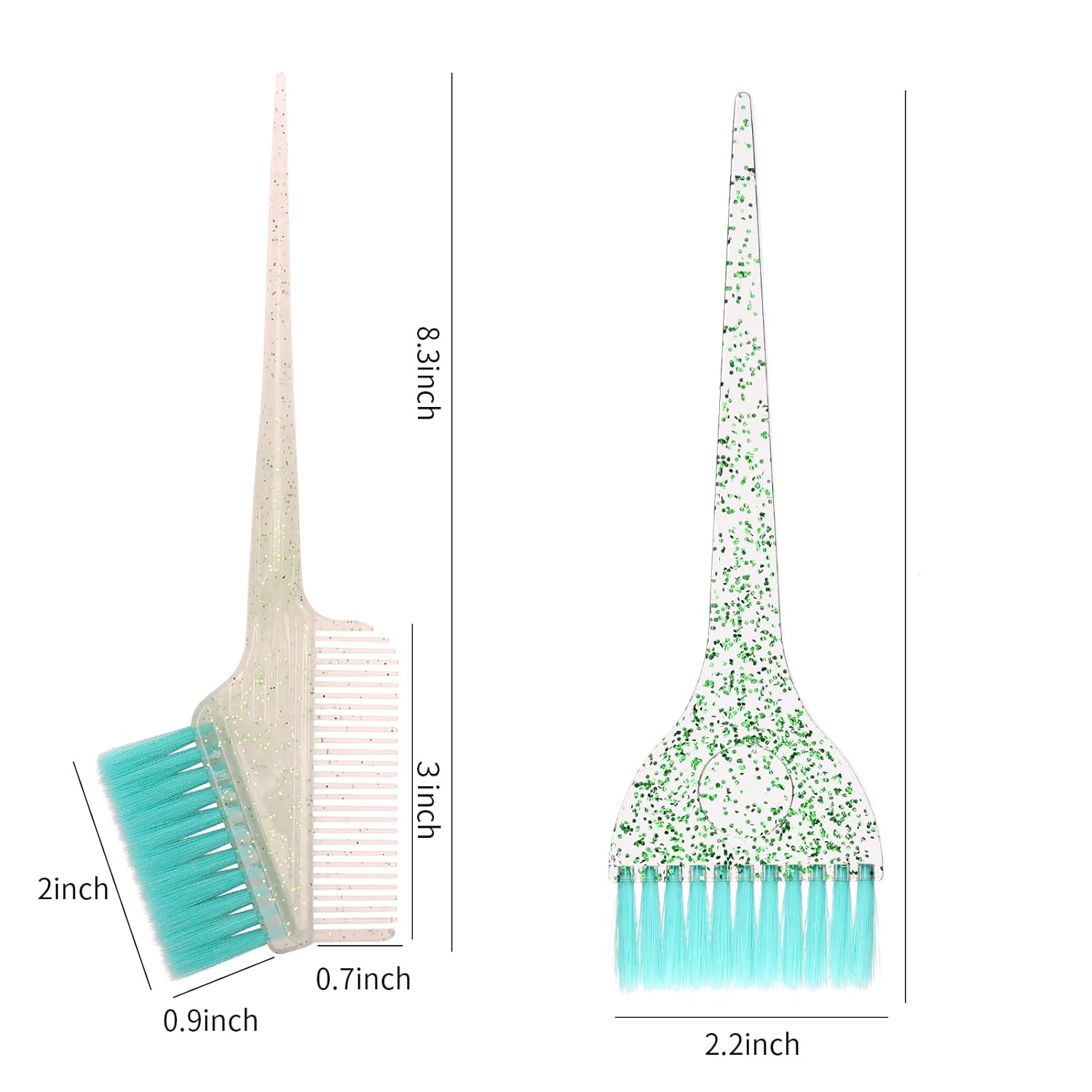 Juego de 3 brochas y tazones para teñir el cabello, kit de teñido de cabello con purpurina, cuencos de color, peine en ángulo y cepillo para color