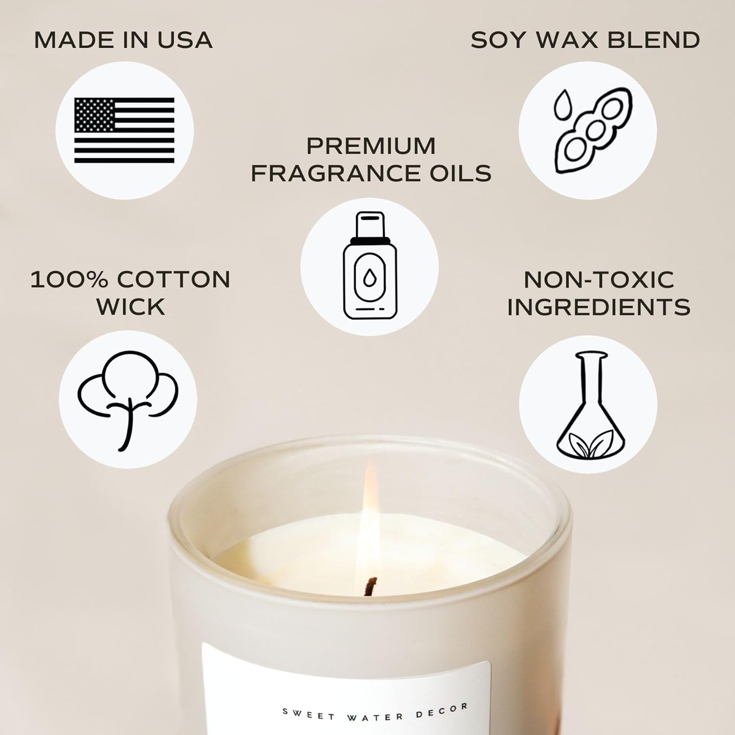 Sweet Water Decor Sweater Winter Christmas Holiday Candle  Milky Coconut, Jasmine, and Soft Cashmere Scented Candle for Home  15oz Clear Jar, 70+