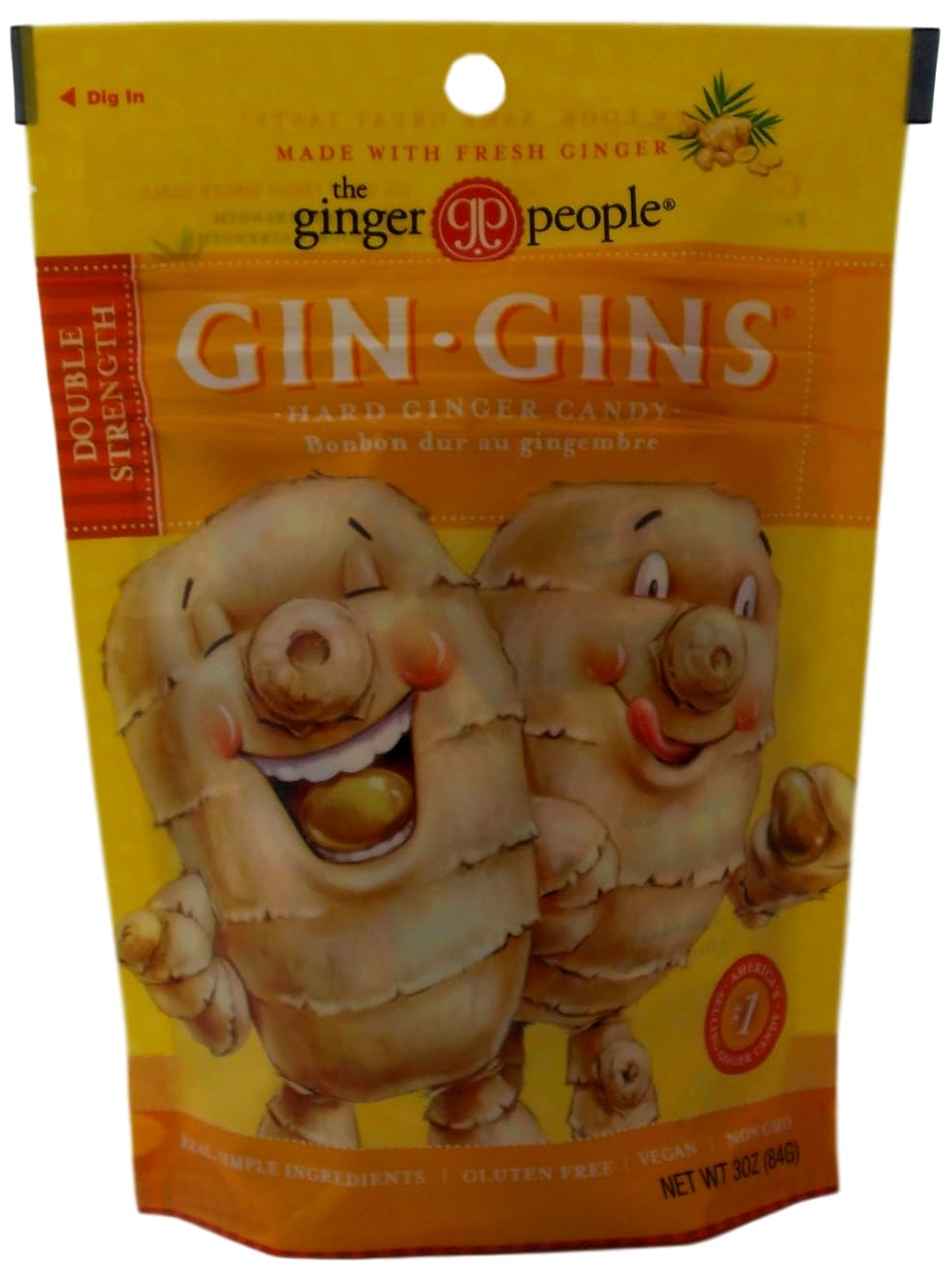 Gin Gins Ginger Chews  Caramelo de jengibre masticable variedad de 4 sabores (1) cada uno doble fuerza, original, súper fuerte, jengibre
