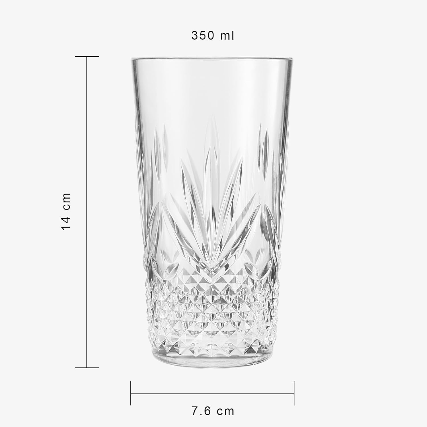 Vasos grandes de plástico Highball para beber, inastillables y reutilizables, acrílico transparente, juego de 4 unidades, vasos de cristal similar,