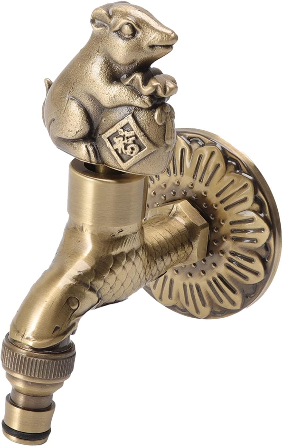 Tissting Grifo de agua montado en la pared G12, material de latón, diseño vintage de dragón chino, grifo de cocina, grifo de lavadora, grifo de