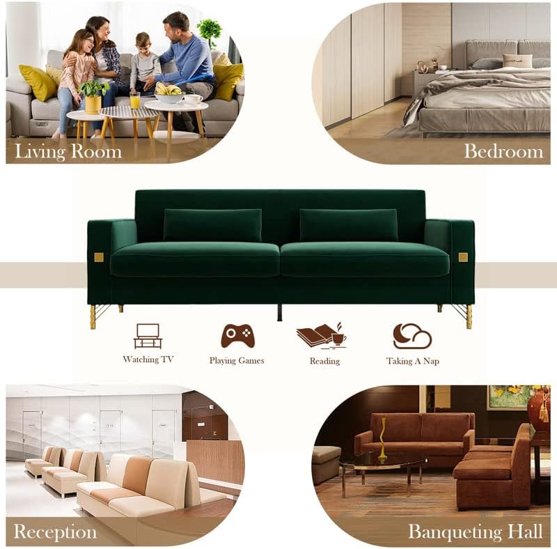 Sofá biplaza de 85 pulgadas, decoración moderna de mediados de siglo, sofás con brazo para sala de estar, muebles de asientos de amor copetudos de
