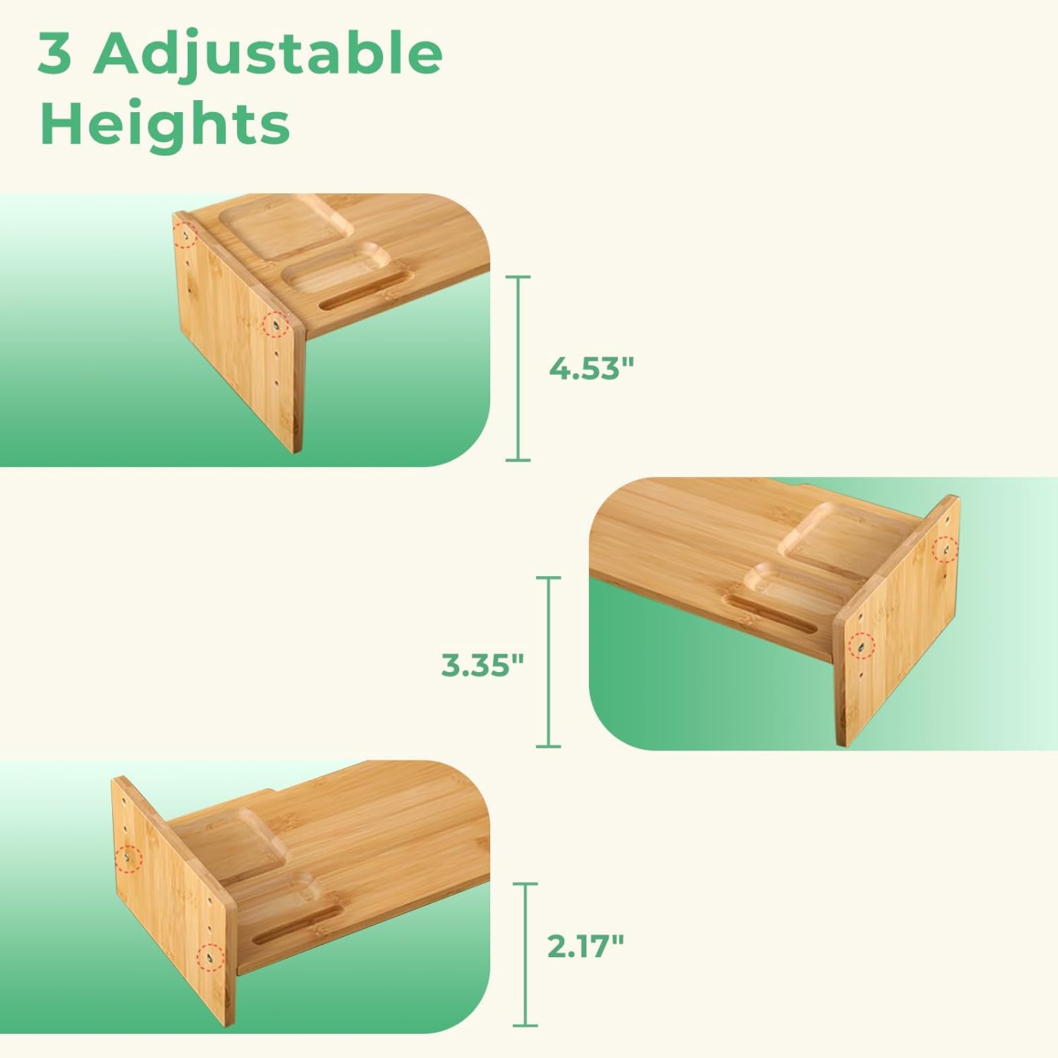 Soporte elevador de madera para monitor, soporte ajustable para monitor de computadora, soporte para computadora portátil para el hogar y la oficina