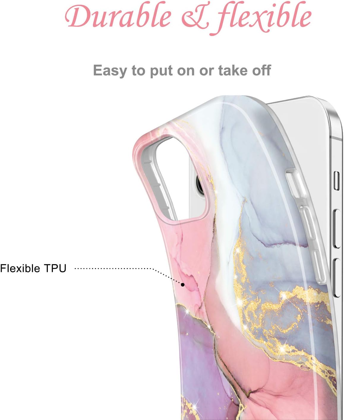 JIAXIUFEN – Funda delgada brillante compatible con iPhone 12 y iPhone 12 Pro, tipo mármol, a prueba de golpes, funda de teléfono de TPU, de suave
