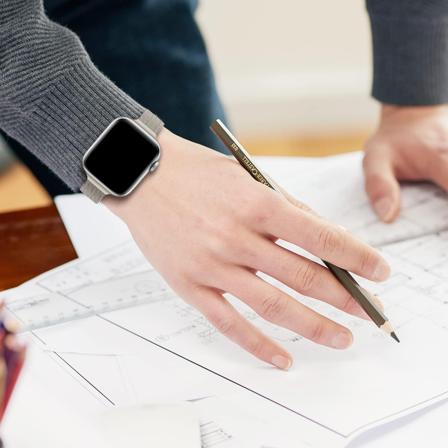 Correa de cierre magnético de malla de acero inoxidable compatible con Apple Watch de 1.496 pulgadas, 1.575 pulgadas, 1.654 pulgadas, 1.654