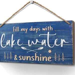 Heuhuww Lake House – Letrero decorativo con texto en inglés “Llena mis días con agua y sol en el lago, 6 x 12 pulgadas, divertido arte de pared Heuhuww Lake House – Letrero decorativo con texto en inglés “Llena mis días con agua y sol en el lago, 6 x 12 pulgadas, divertido arte de pared