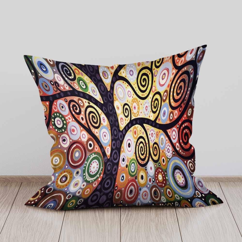 Beabes Juego de 2 fundas de almohada cuadradas y suaves con diseño de árbol de la vida, diseño de círculos coloridos y puntos para sofá, cama,