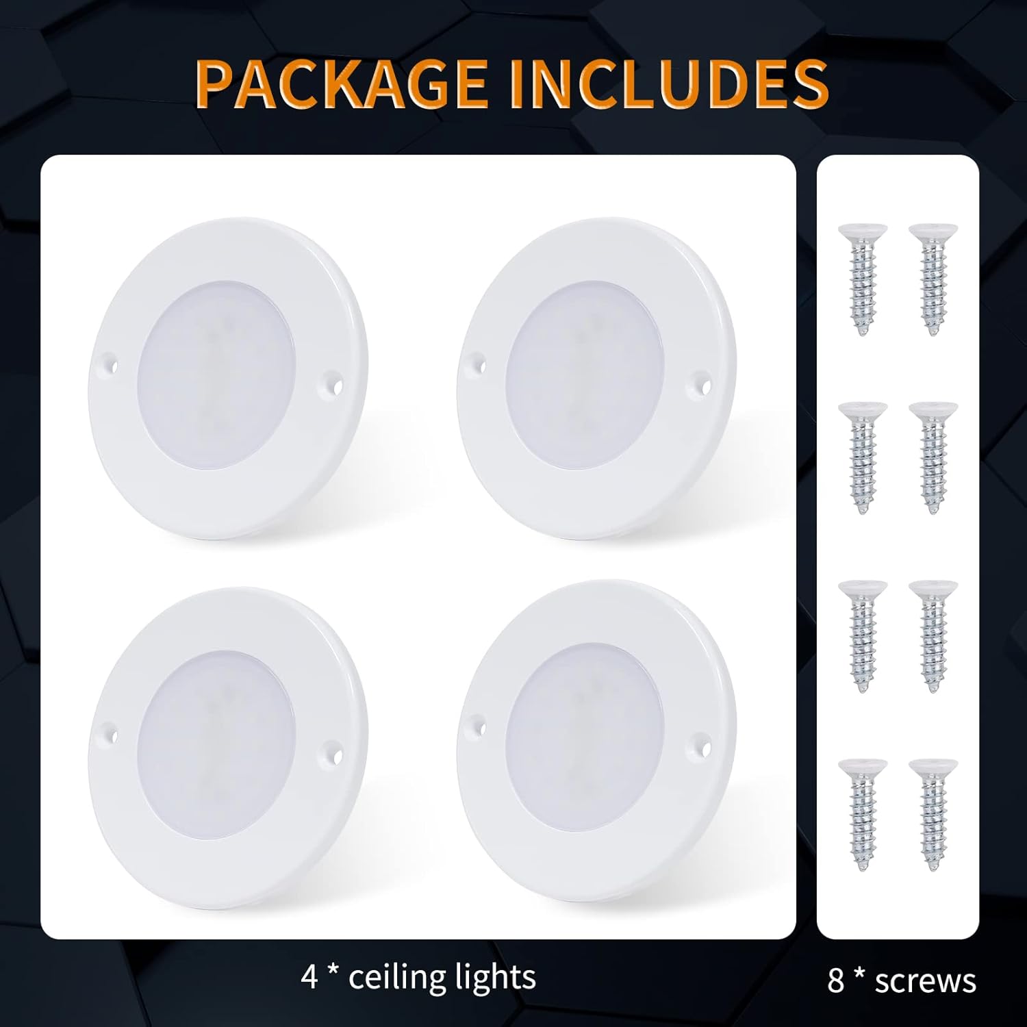 Luz LED de disco de techo para cámper, 4 paquetes de luz de disco súper delgada para debajo del gabinete, panel Downlight de 3.6 W para RV, cámper,