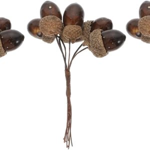 Kisangel 3 piezas de bellota artificiales de Navidad, bellotas con alambre, frutos secos, ramas de bayas de acebo, para hacer bricolaje, Navidad, Kisangel 3 piezas de bellota artificiales de Navidad, bellotas con alambre, frutos secos, ramas de bayas de acebo, para hacer bricolaje, Navidad,