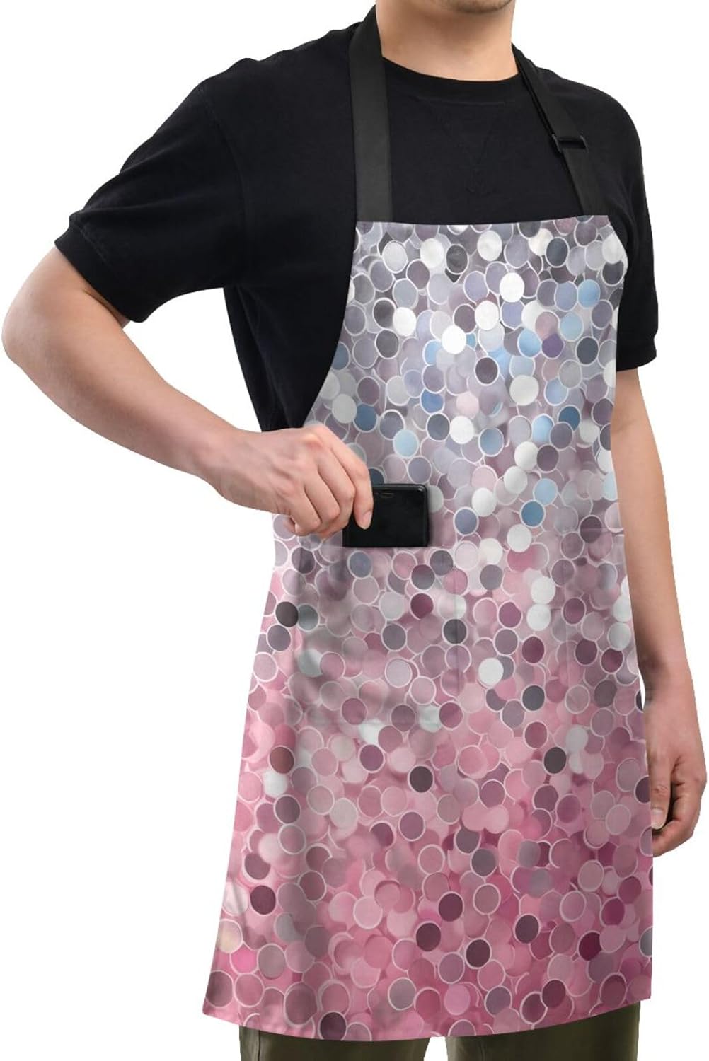 RPLIFE Delantal de barbacoa para hombre, color rosa, morado, dorado, plateado, delantal para cocinar, delantal de cocina impermeable, delantales de