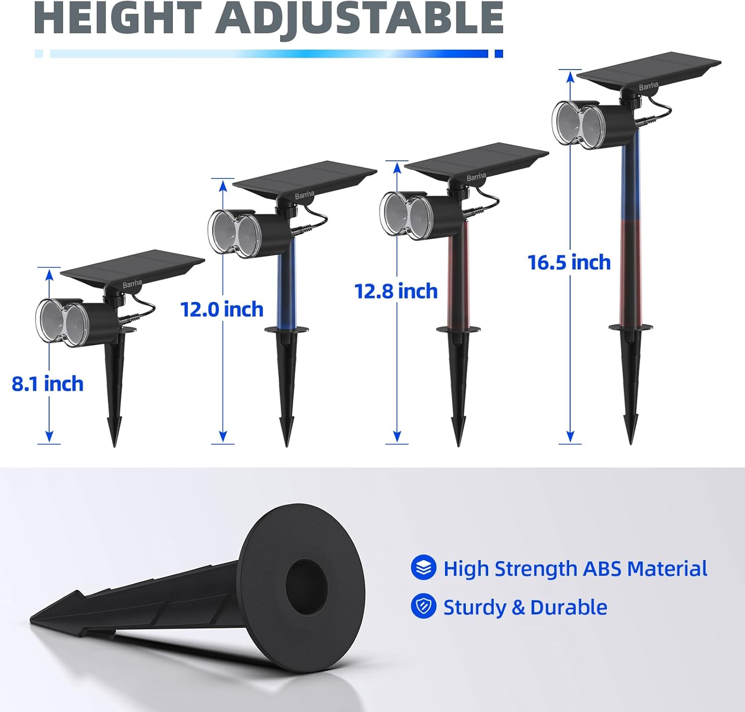 Barrina Luces solares para exteriores, 360 horizontales ajustables, 24 focos solares LED impermeables para exteriores, luces solares que cambian de