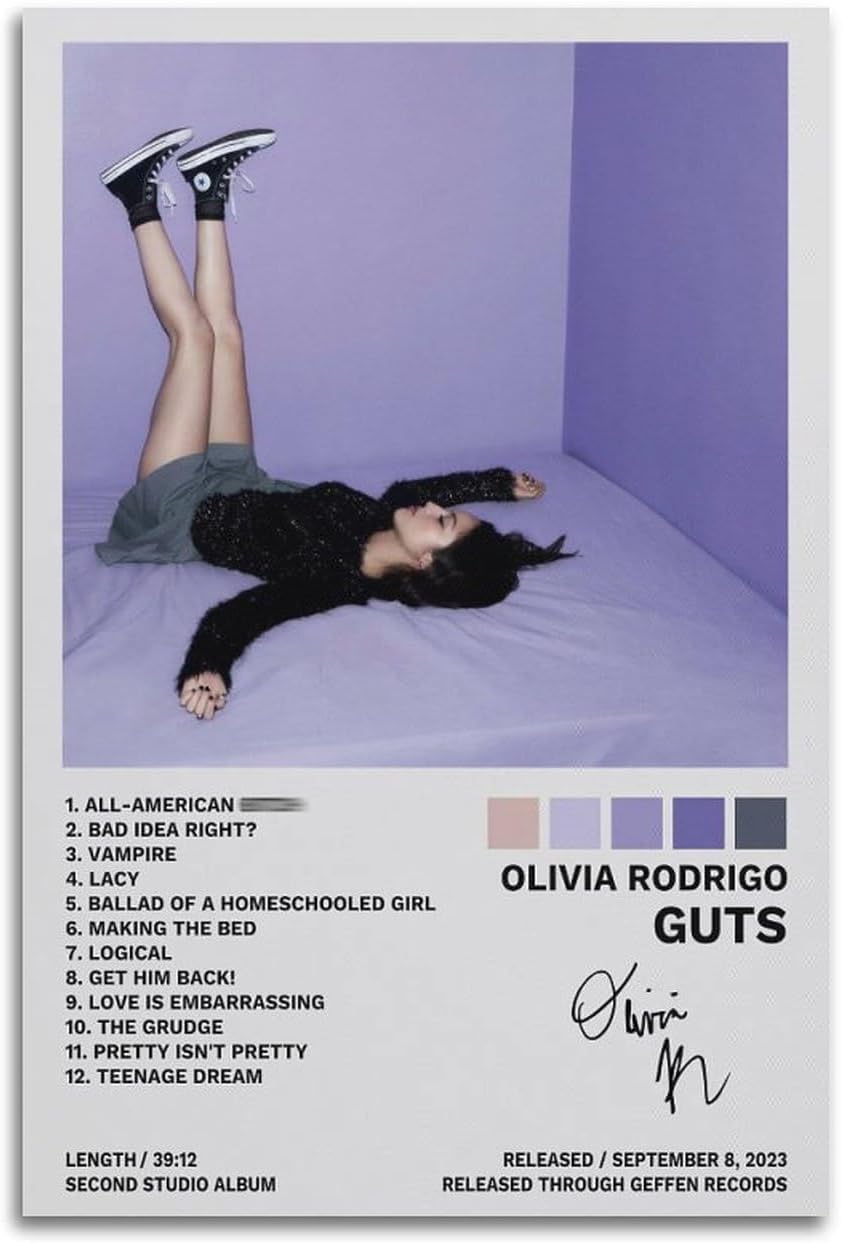 Póster de Olivia Rodrigo (agallas) con portada de álbum, pintura decorativa, lienzo, pósteres de pared e impresión artística moderna para decoración