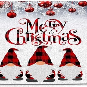 Sunhe Tapete de baño de gnomo de Navidad, lindo gnomo, folklore, elfos, rojo y negro, búfalo, a cuadros, pino, bolas de Navidad, decoración de baño, Sunhe Tapete de baño de gnomo de Navidad, lindo gnomo, folklore, elfos, rojo y negro, búfalo, a cuadros, pino, bolas de Navidad, decoración de baño,