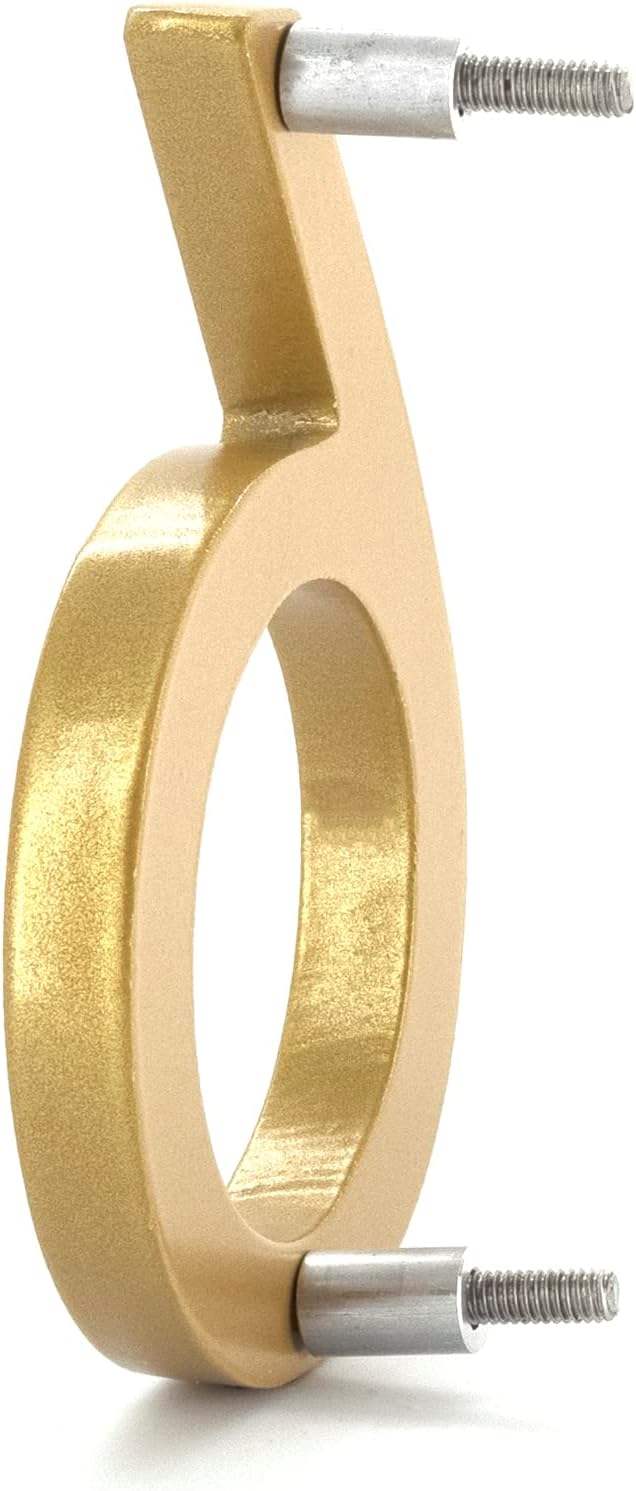 Montague Metal Products MHN-24-F-GD1-6 Números flotantes modernos de aluminio cepillado sólido, 24 pulgadas, oro recubierto de polvo