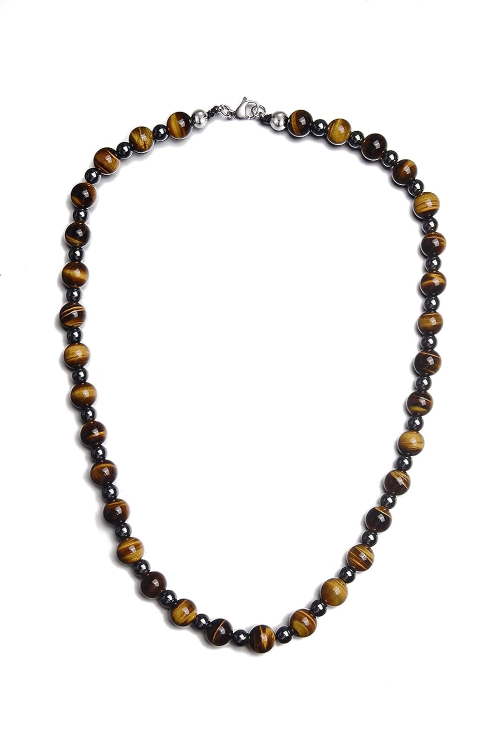 Healing Crystal Black Obsidian Tiger Eye and Hematite Beads Necklace Triple Protection Necklace for Men Women
