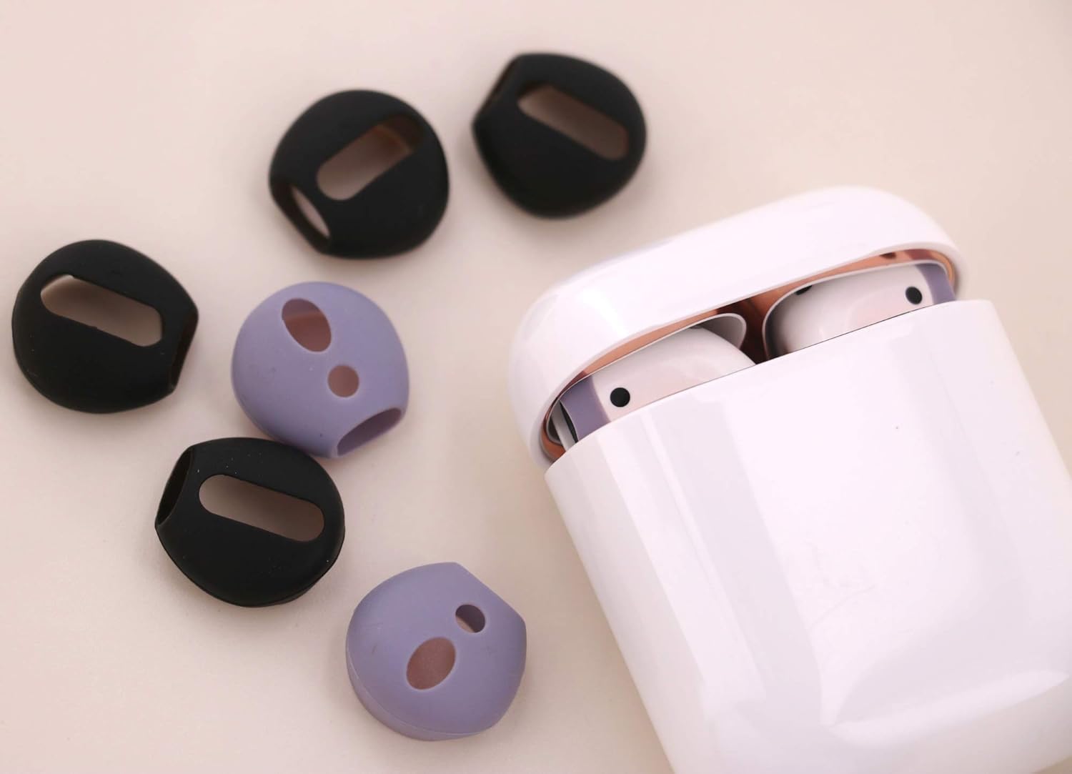 ( Fit in Case ) 4 Pairs Replacement Super Thin Slim Rubber Silicone Earbuds Ear Tips and Covers Skin for AirPods 2 AirPods 1 or EarPods Headphones
