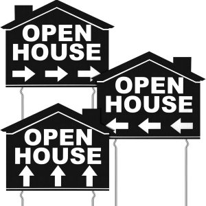3 letreros de casa abierta con flechas direccionales de plástico corrugado de doble cara para puertas abiertas de 12 x 16 pulgadas de alto, soportes 3 letreros de casa abierta con flechas direccionales de plástico corrugado de doble cara para puertas abiertas de 12 x 16 pulgadas de alto, soportes
