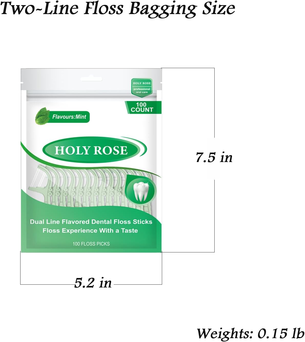 Holy Rose Mint Twin Line – Palillos de hilo dental de doble acción, paquete de 300 unidades, kit de herramientas de limpieza de dientes de doble