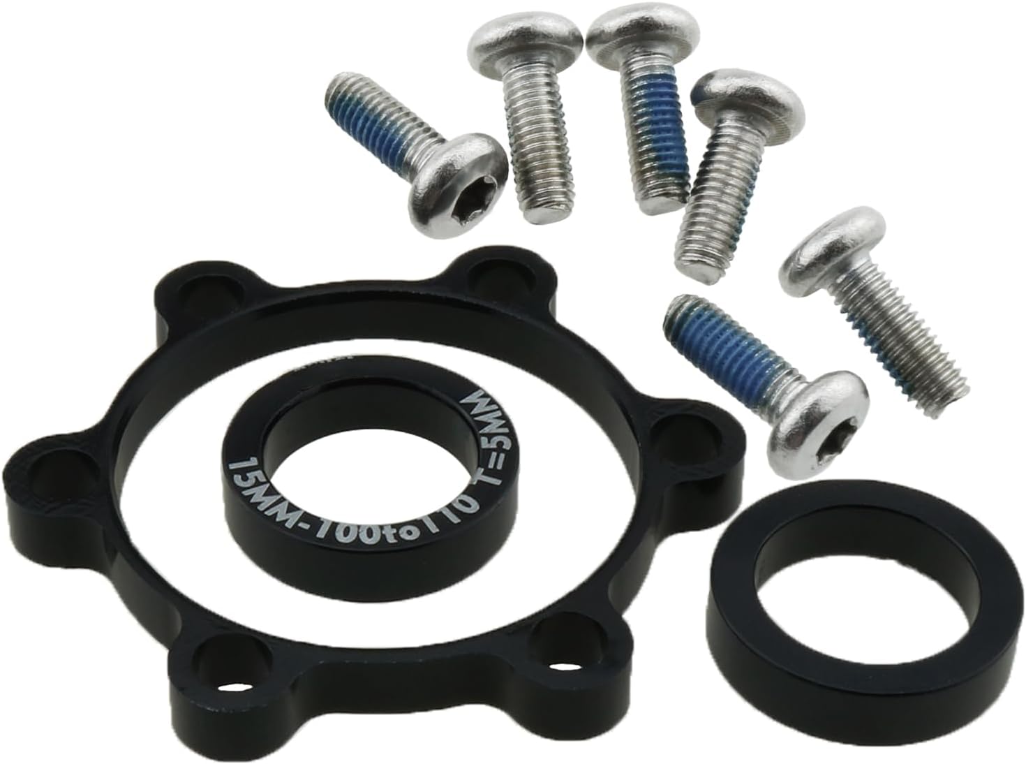 Adaptador de conversión de cubo de impulso delantero negro para bicicleta trasera, 0.591 in x 3.937 in a 4.331 in