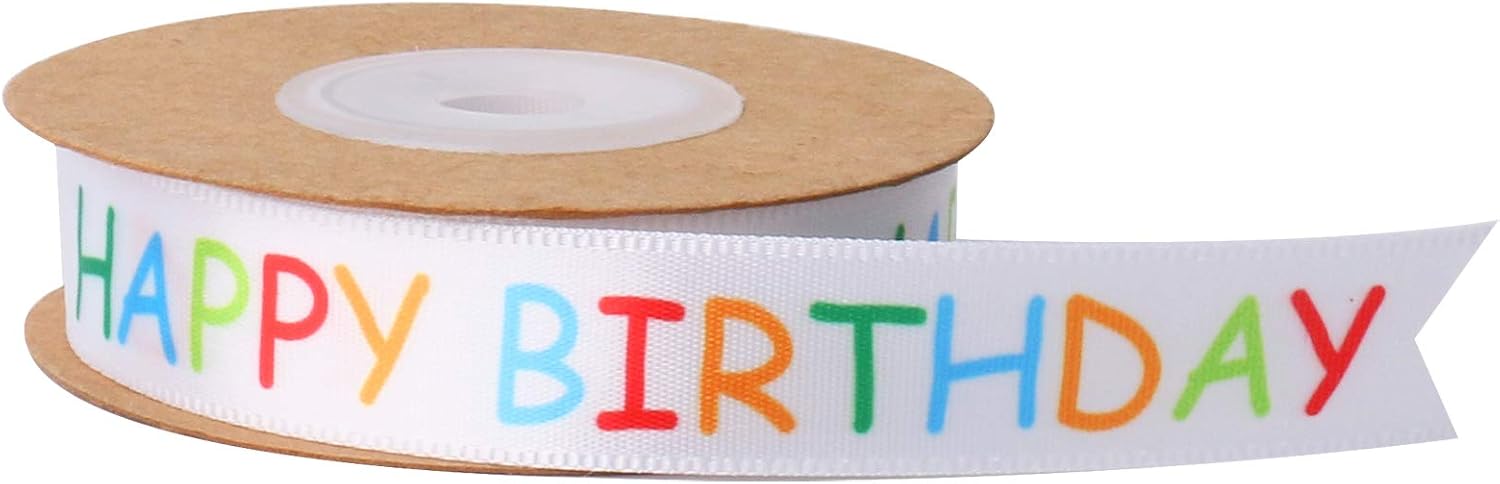 Rollo de cinta de feliz cumpleaños para envolver regalos, manualidades, decoración de fiestas, decoración de pasteles coloridos con temática