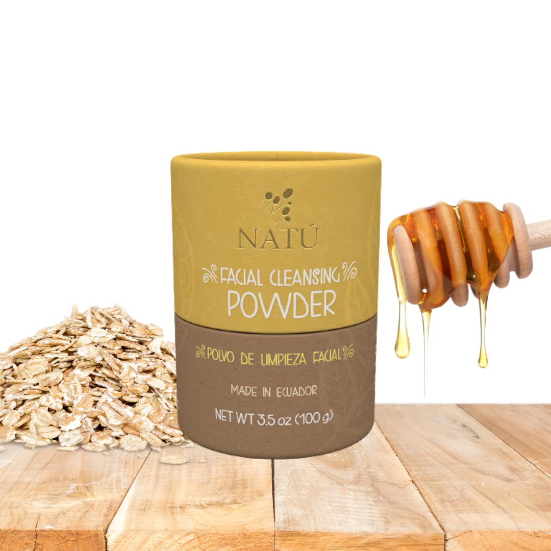 Natu – Polvo limpiador facial – Limpieza profunda de poros, ideal para puntos negros, espinillasacné, suaviza la piel y restaura el Ph,