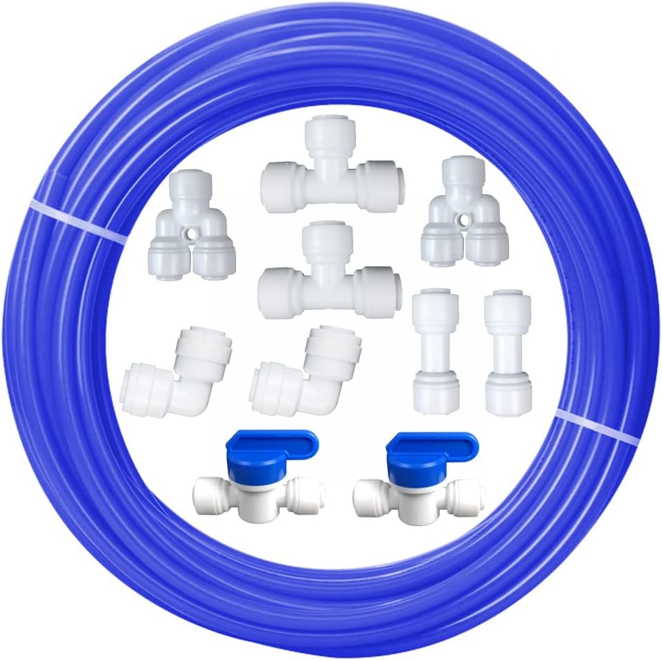 Accesorios de tubo de purificadores de agua de conexión rápida de 14 “para sistema de ósmosis inversa de agua RO Paquete de 10 (válvula de bola+tipo