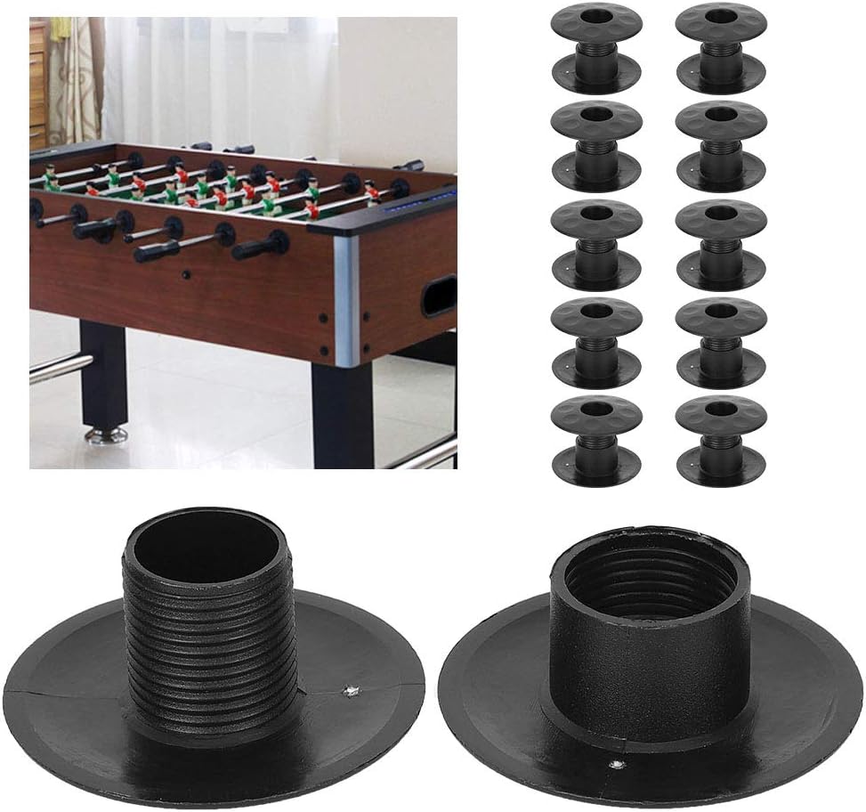 Pissente Varillas de cojinete de futbolín, 10 pares de bujes de futbolín de mesa de plástico negro, varillas de rodamiento de futbolín, juegos