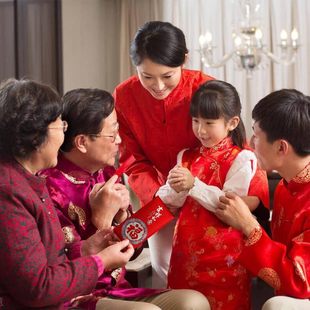 12 sobres rojos, sobres de dinero, sobres de efectivo, elemento chino, festival de primavera, dinero de bolsillo Lucky Hong Bao para cumpleaños,