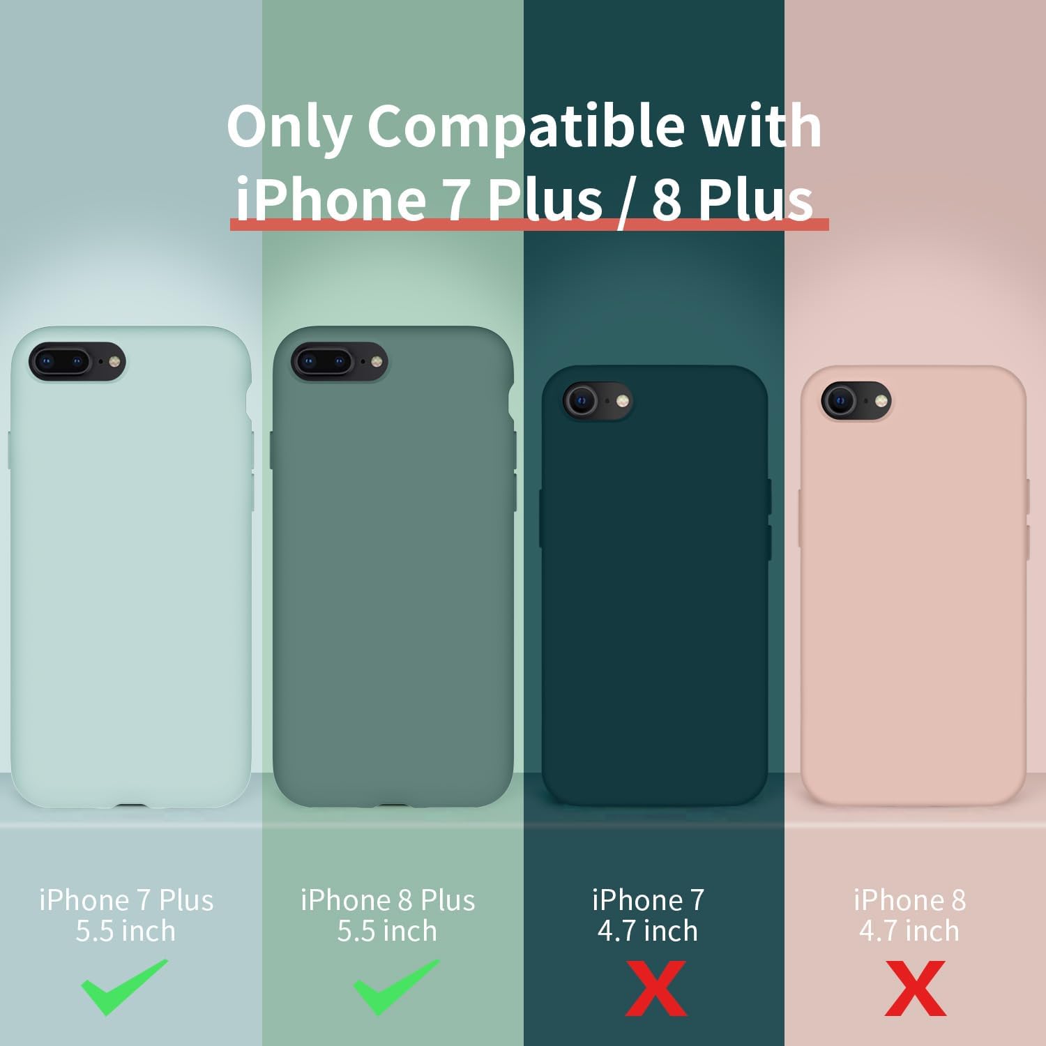 Cordking Funda para iPhone 8 Plus, para iPhone 7 Plus, funda de silicona ultra delgada a prueba de golpes con forro de microfibra suave