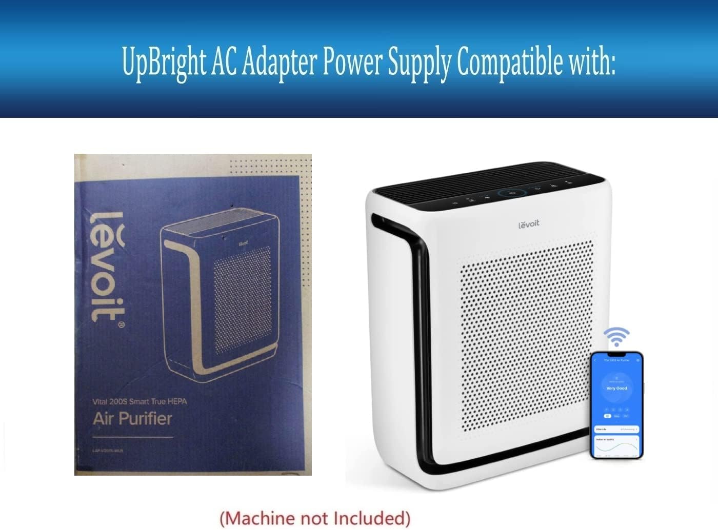 UpBright Nuevo adaptador de 24 V ACDC compatible con Levoit Vital 200S LAP-V201S-WUS Smart True HEPA purificador de aire LAPV201SWUS 24VDC 2.5A