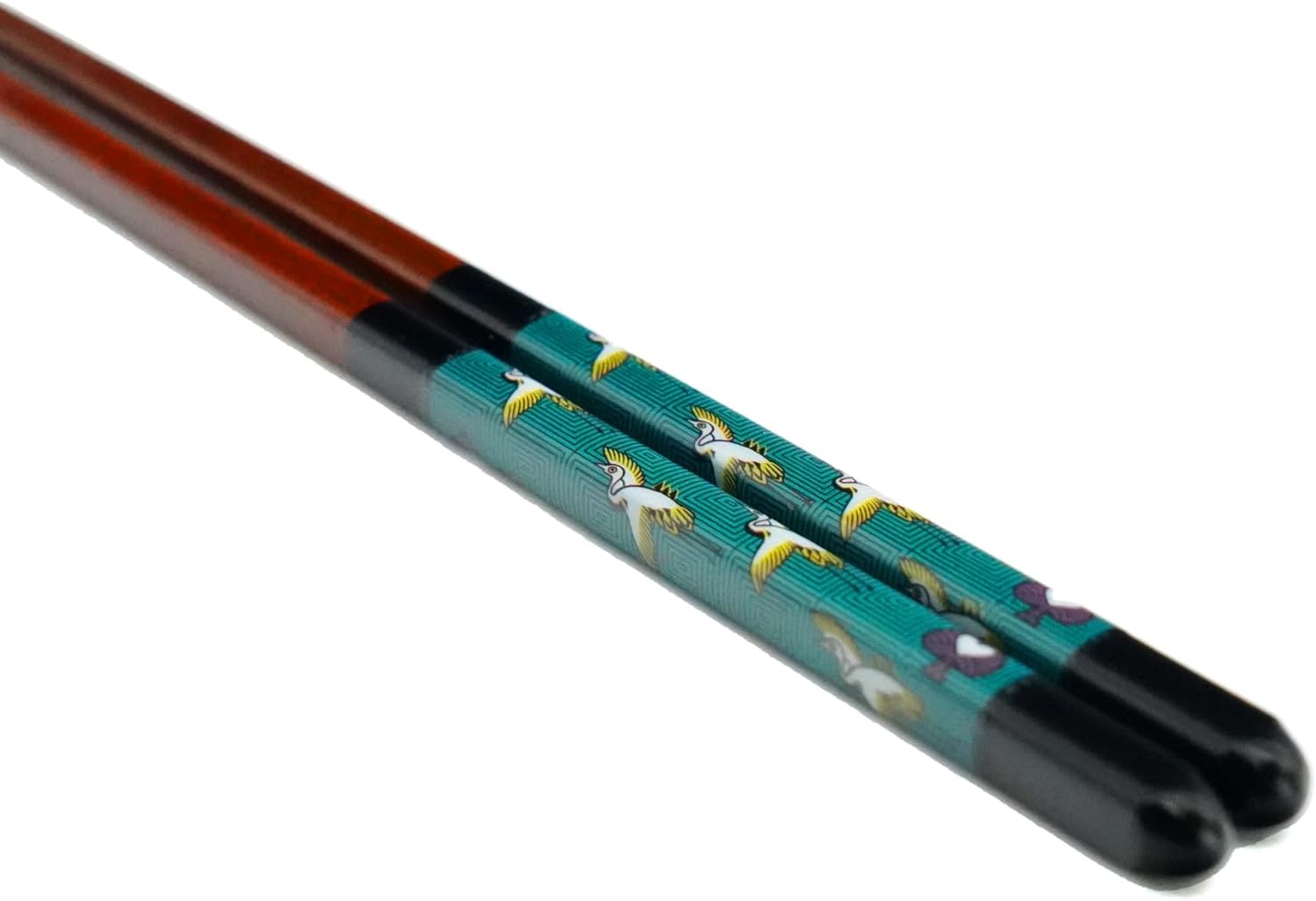 Wakasa Paint Palillos Grúa (negro 9 pulgadas) IC-03B  Japón Kutani, fabricado en Japón, apto para lavavajillas, gran regalo