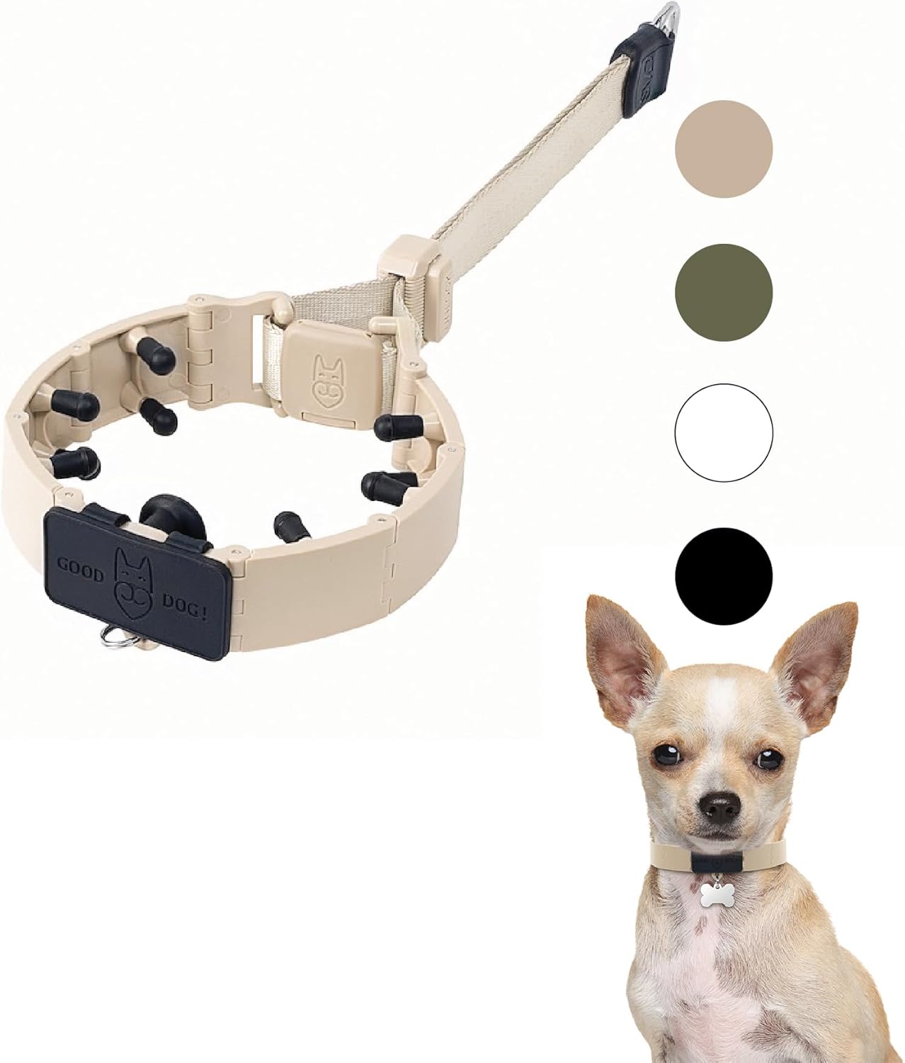 SVD.PET Collar de punta para perro para entrenamiento sin tirones, hebilla de liberación rápida, collar ajustable para perros pequeños (bronceado,