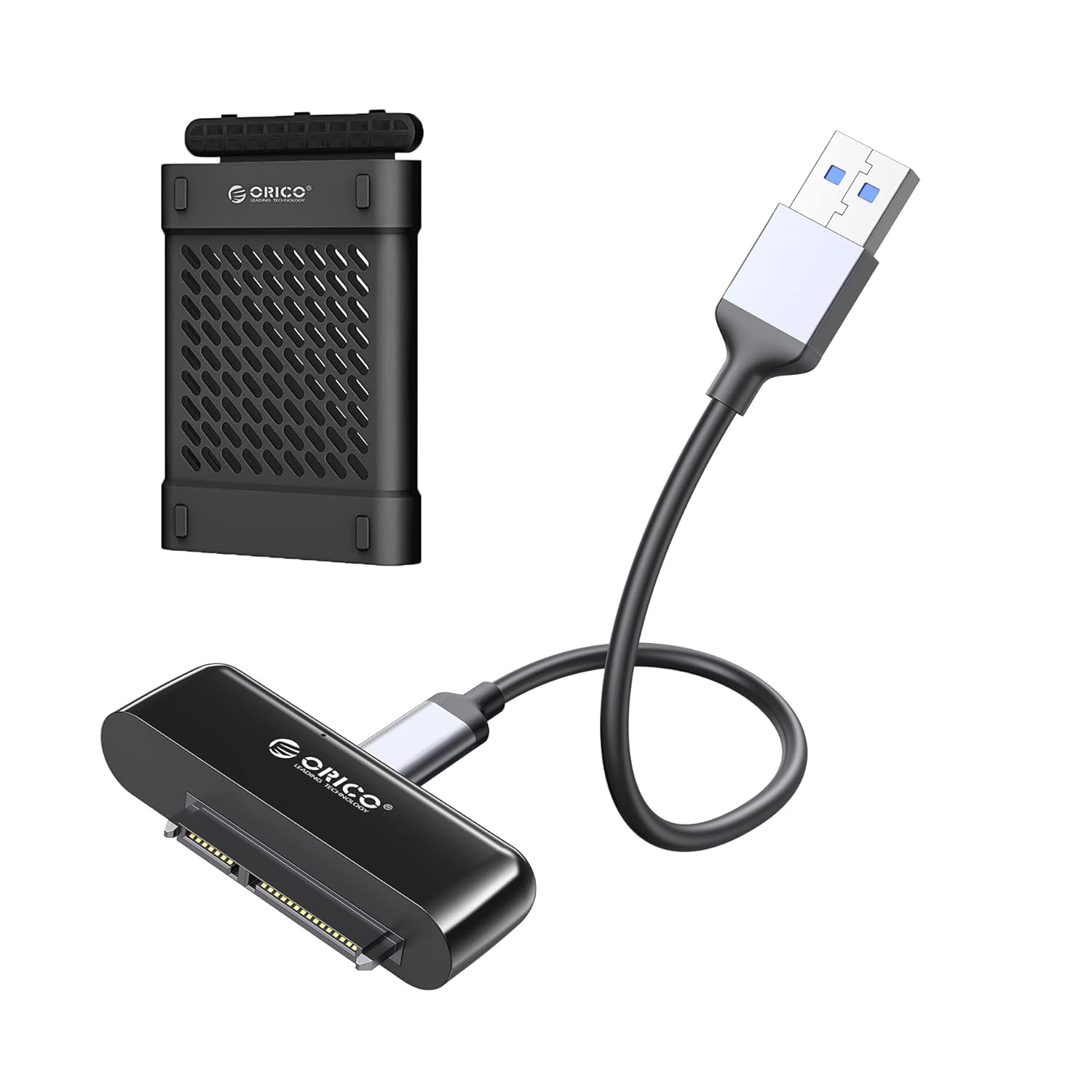 ORICO Adaptador SATA a USB, USB 3.0 externo a SATA III convertidor de lector de disco duro USB 3.0 a SATA III de 2.5 pulgadas HDDSSD con funda de