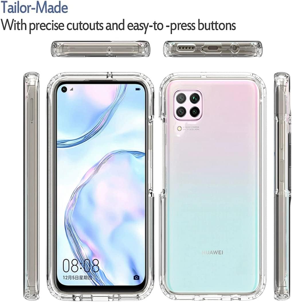 Bohefo Funda transparente compatible con P40 Lite 4GNova 6 SENova 7i JNY-L21A con protector de pantalla de vidrio templado, bonito protector de