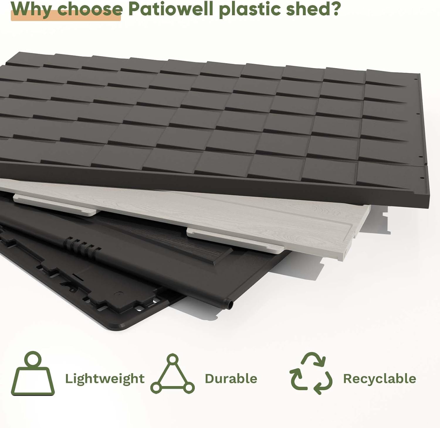 Patiowell Cobertizo de almacenamiento de plástico para exteriores de 8 x 6 pies con piso, cobertizo de resina con ventana y puerta con cerradura