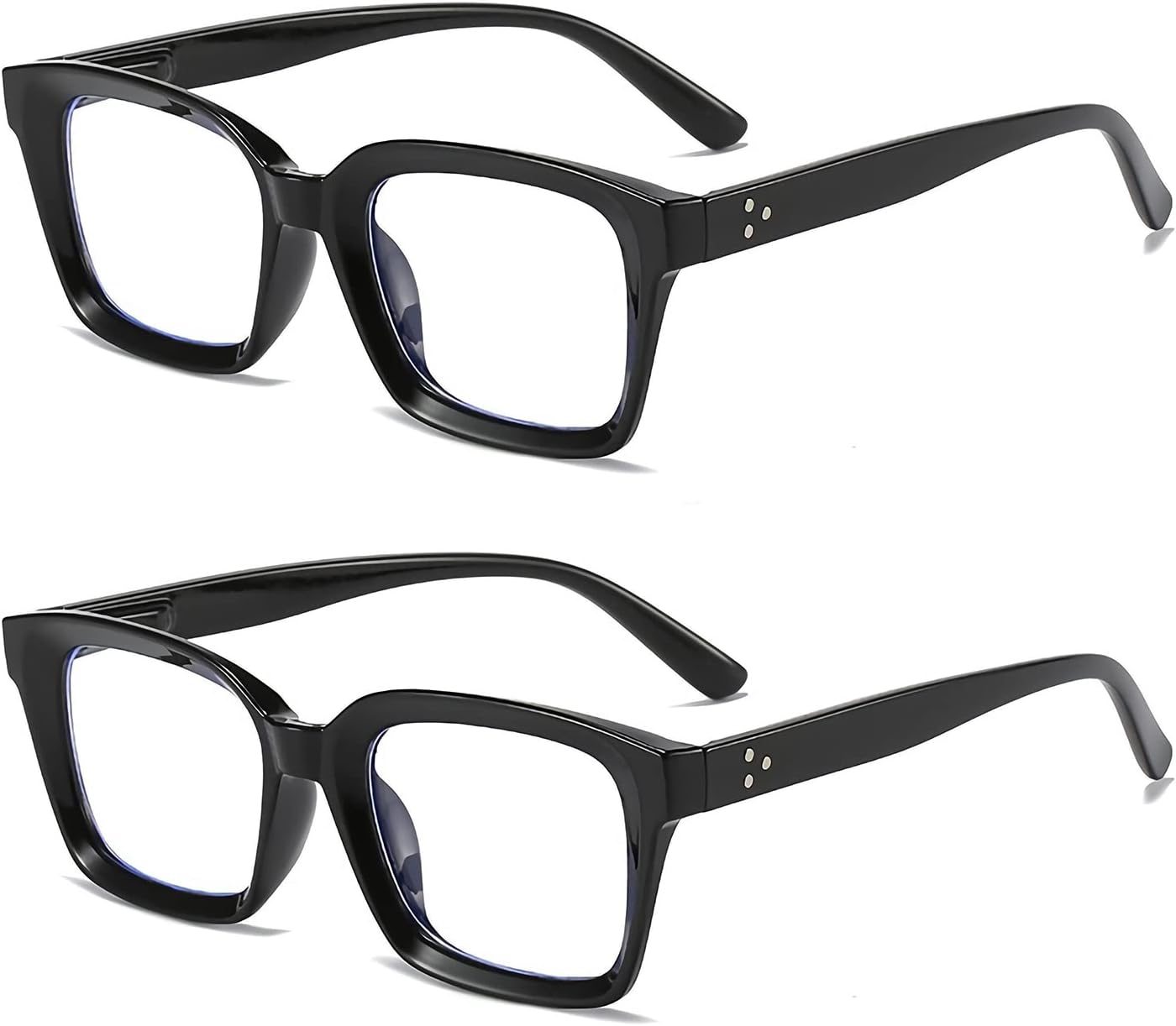 Gafas de lectura cuadradas con bisagra de resorte retro para mujer, con bloqueo de luz azul, para computadora y hombres