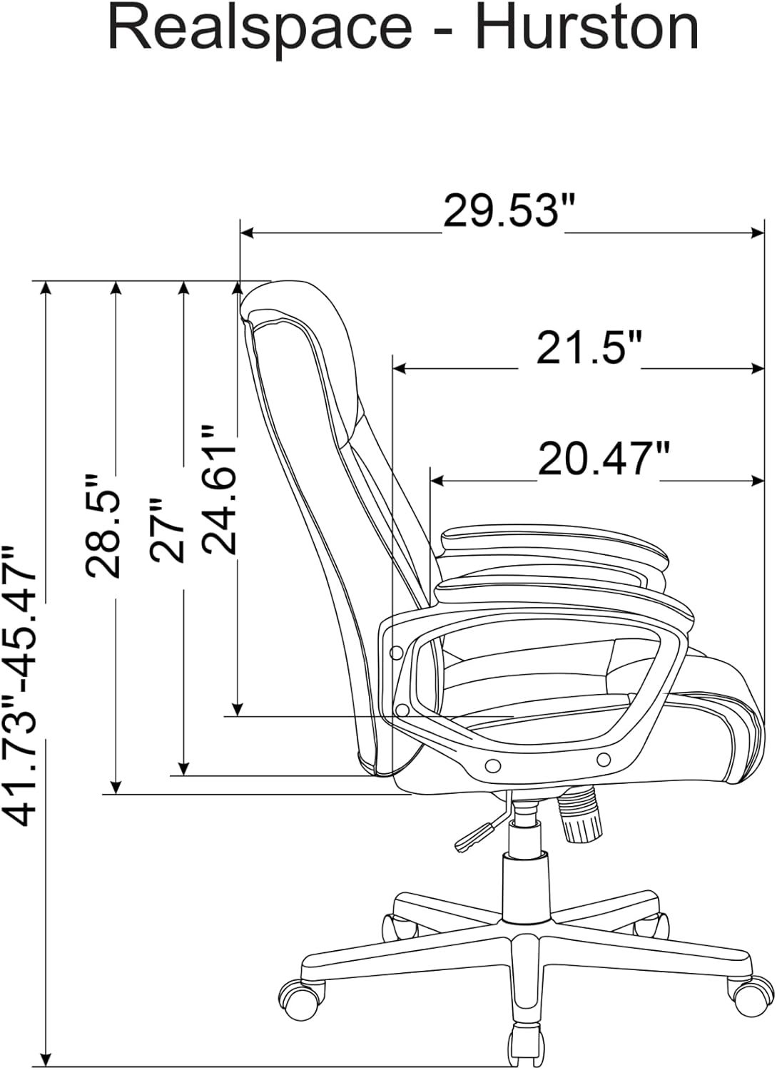 Realspace Hurston Silla ejecutiva de cuero regenerado con respaldo alto, negro, compatible con BIFMA