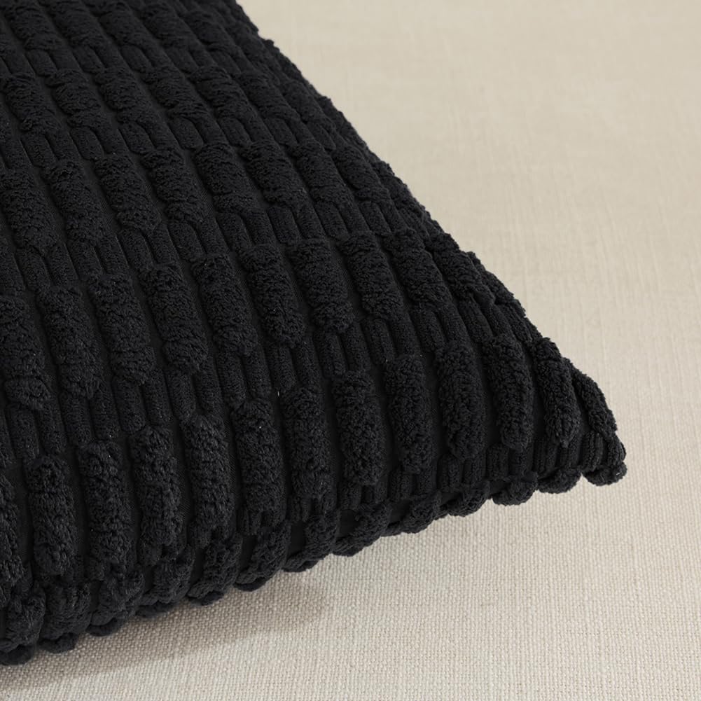 Fancy Homi Paquete de 4 fundas de almohada decorativas de color negro bohemio de 16 x 16 pulgadas para sala de estar, sofá, cama, sofá, decoración