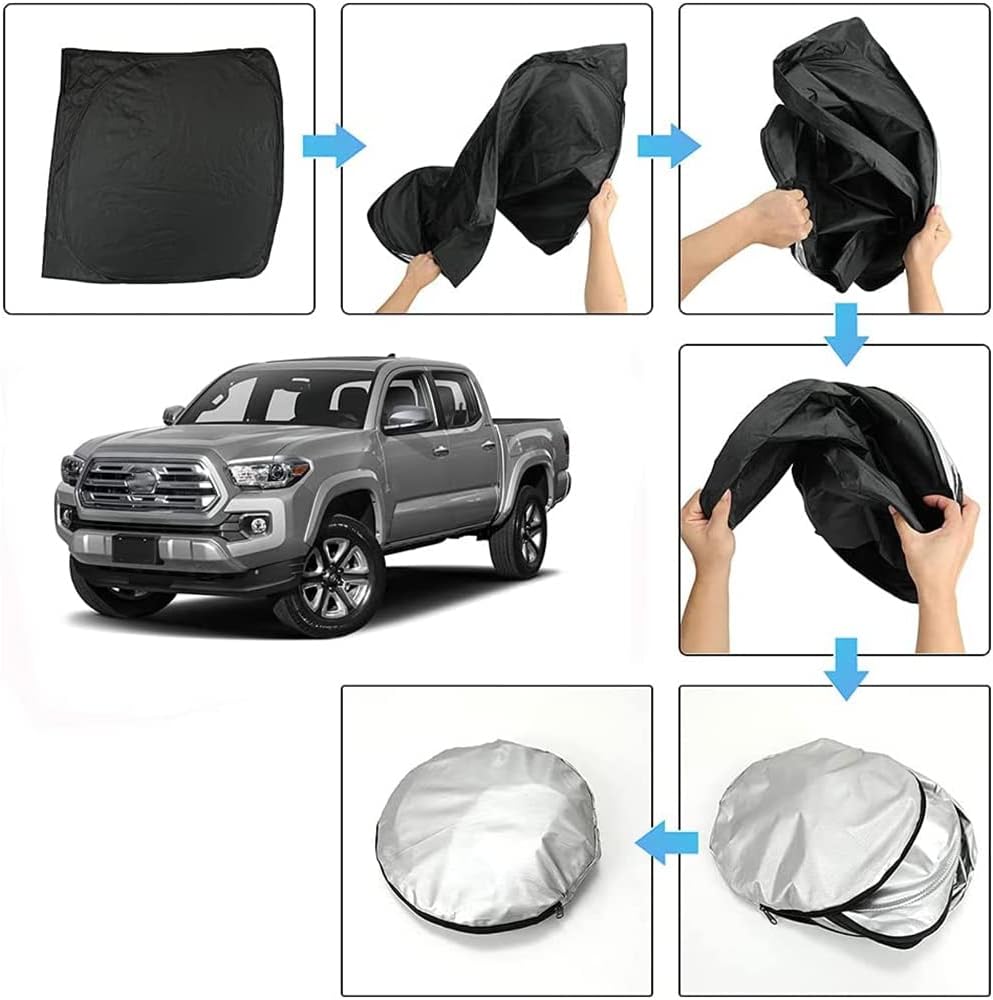 D-Lumina Parasol para parabrisas compatible con Toyota Tacoma 2016 2017 2018 2019 2020 2021 2022 2023 2024  Protector de parasol plegable para