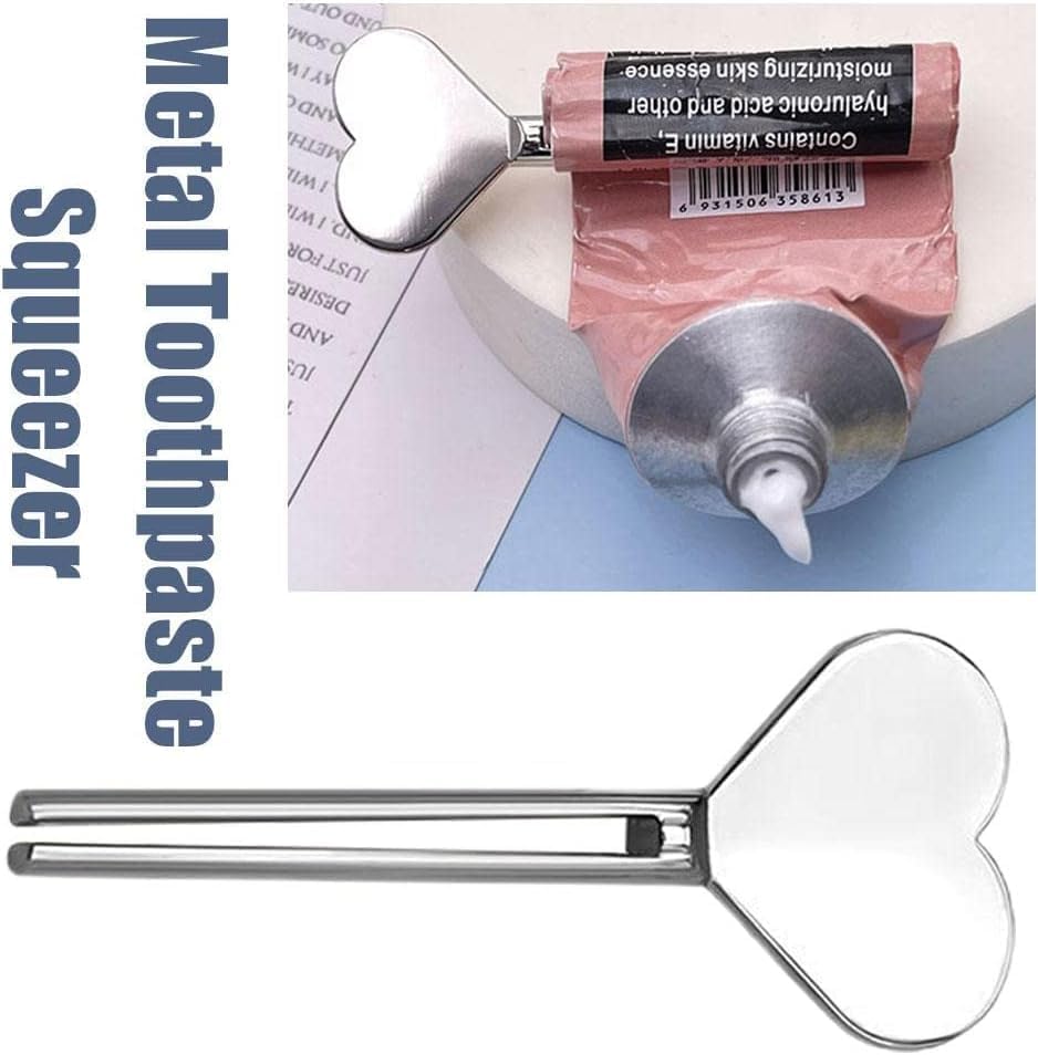 Cordate – Exprimidor manual de pasta de dientes de metal de acero inoxidable, dispensador de tubo de crema de manos, juego de rodillos para llaves,
