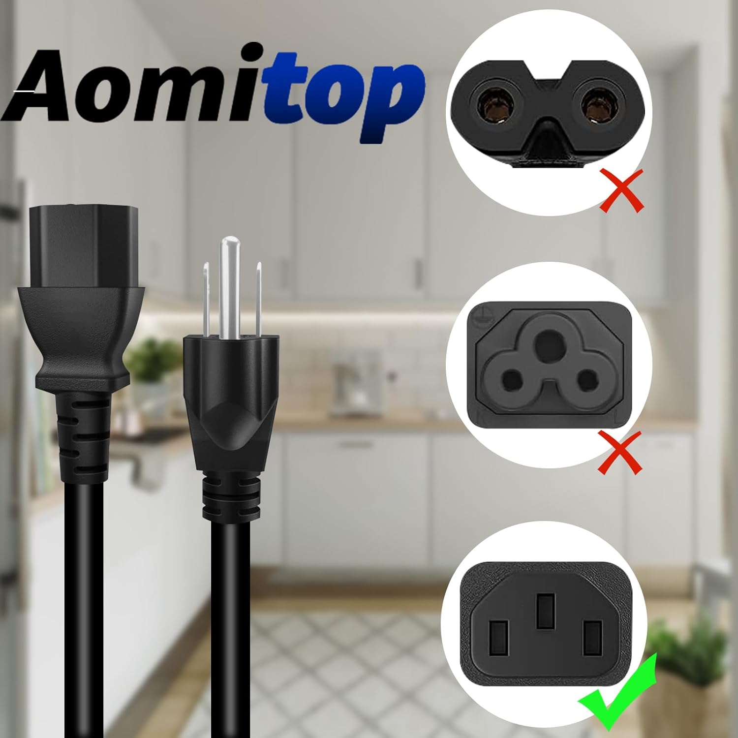 Cable de alimentación de repuesto de 3 clavijas de 6 pies para fuente de alimentación Maytronics Dolphin Cleaners (125V 10A)