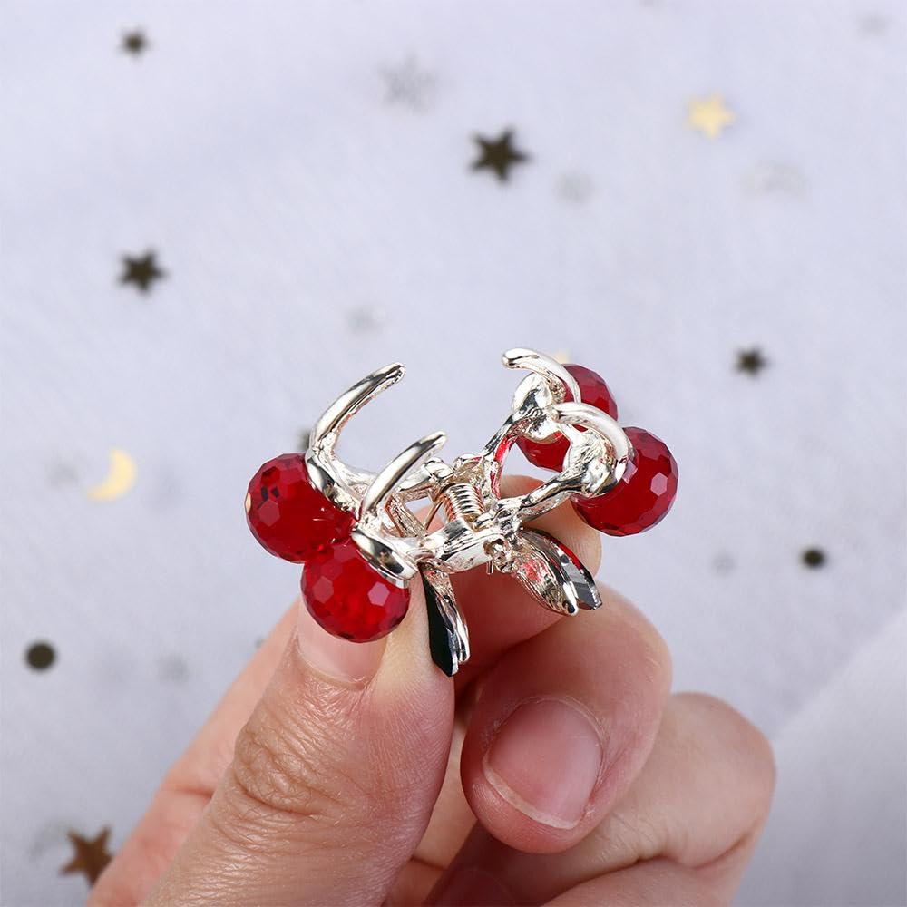 Pinza para el pelo de cereza, accesorio para el cabello de niña, pinza para el pelo de niña, pinza de agarre pequeña roja, accesorios para el