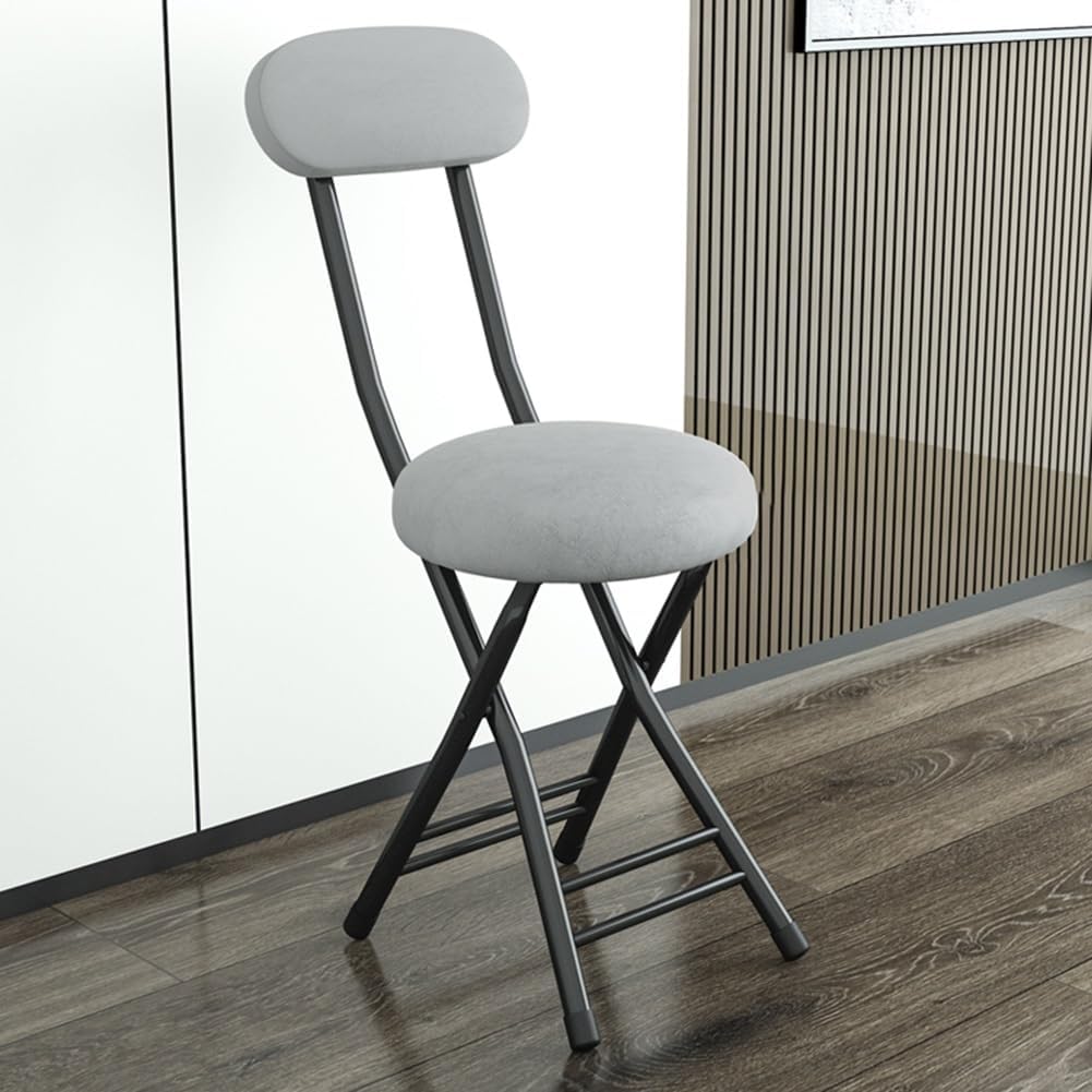 Juego de 2 taburetes portátiles, taburetes plegables de poliuretano acolchado con respaldo, taburetes de bar de altura de encimera de cocina para