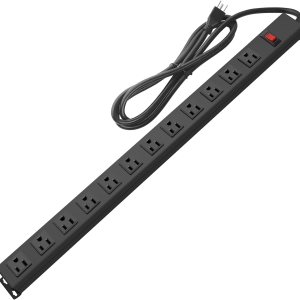 Regleta de alimentación de metal para montaje en pared, toma de corriente montable con 12 salidas de CA, enchufe de alimentación de aleación de Regleta de alimentación de metal para montaje en pared, toma de corriente montable con 12 salidas de CA, enchufe de alimentación de aleación de